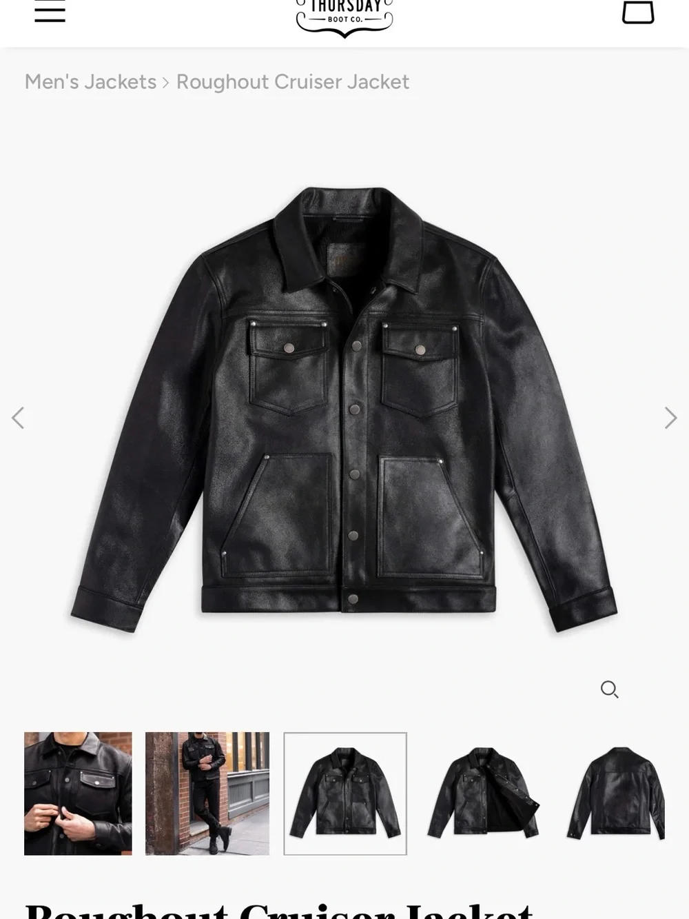 Thursday Boot Co. Roughout Cruiser Jacket - Black - Medium - Excellent Condition